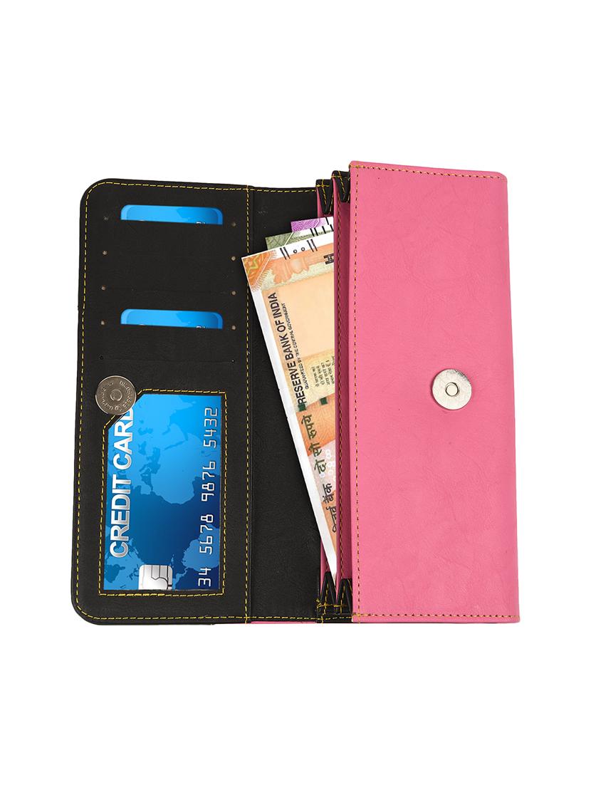 pink leatherette (pu) regular clutch - 16640919 - Zoom Image - 3