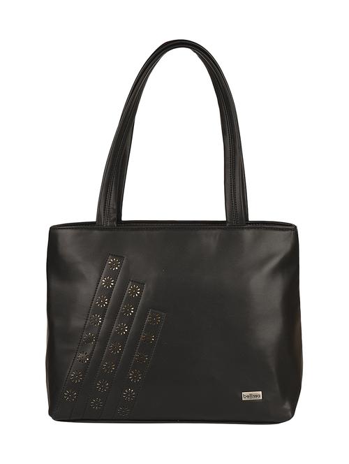 black leatherette (pu) regular handbag - 16640938 - Standard Image - 1