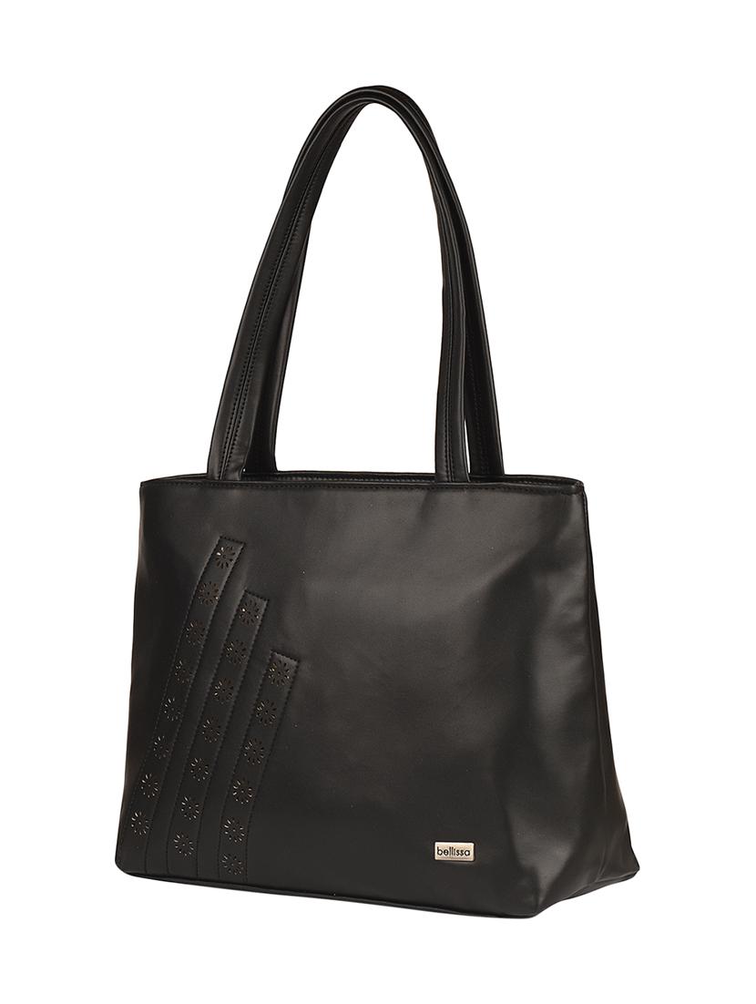 black leatherette (pu) regular handbag - 16640938 - Zoom Image - 4