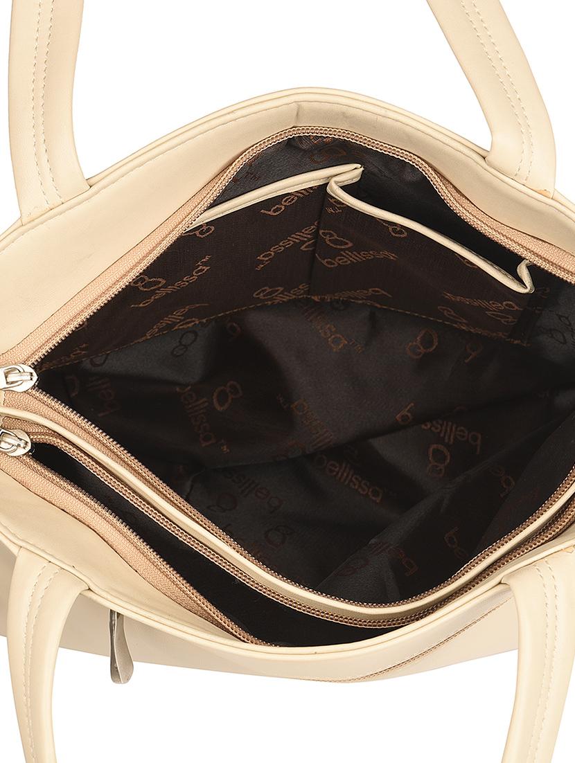 beige leatherette (pu) regular handbag - 16640939 - Zoom Image - 3