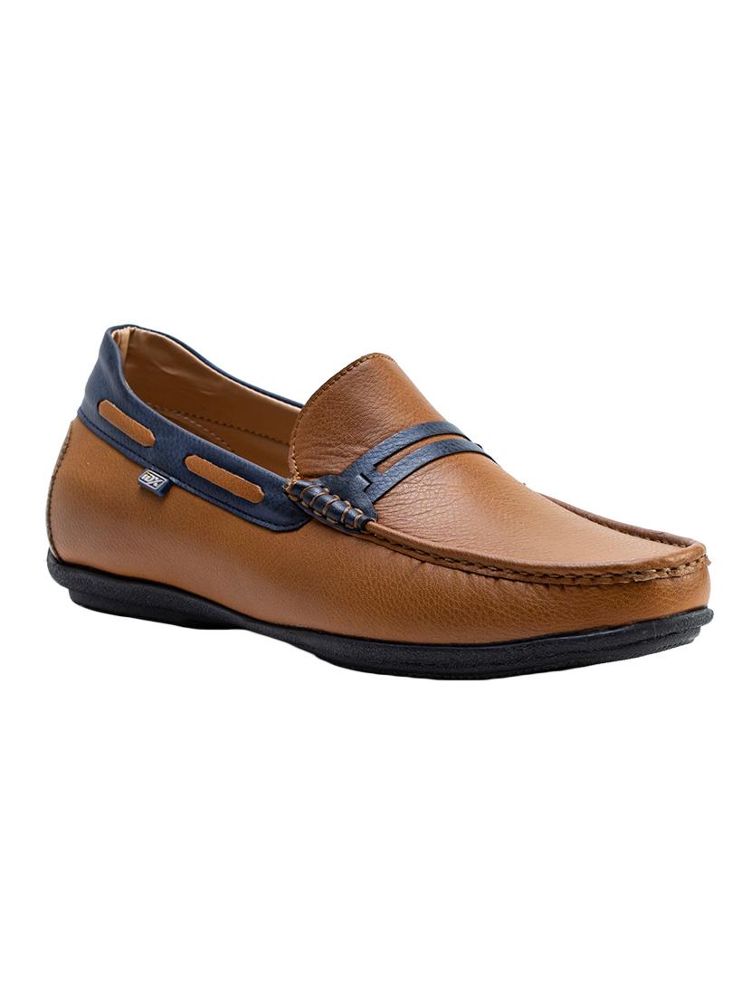 tan leatherette slip on loafers - 16641178 - Zoom Image - 1