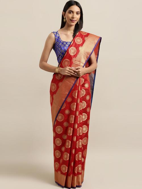 self-design banarasi saree with blouse - 16641215 - Standard Image - 1