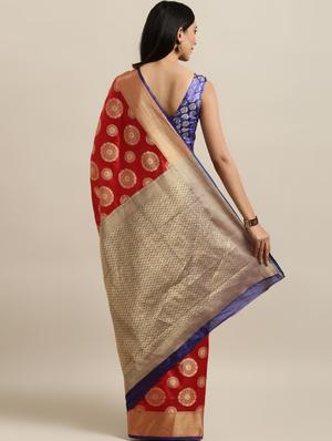 self-design banarasi saree with blouse - 16641215 - Standard Image - 2