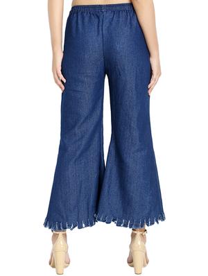 frayed hem denim palazzo - 16641372 - Standard Image - 3