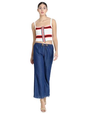 frayed hem denim palazzo - 16641372 - Standard Image - 4