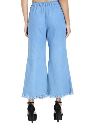 frayed hem denim palazzo - 16641375 - Standard Image - 3