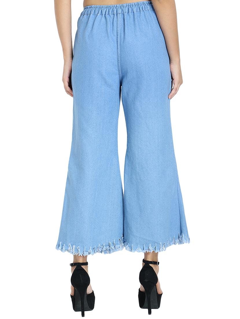 frayed hem denim palazzo - 16641375 - Zoom Image - 3