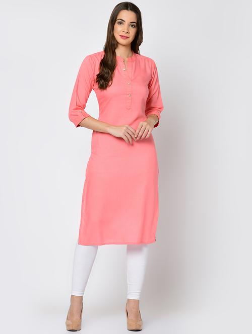 solid straight kurta - 16641607 - Standard Image - 1