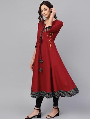hand embroidery anarkali kurta - 16641616 - Standard Image - 2