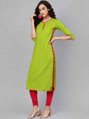 kaantha work detailed straight kurta - 16641617 - Standard Image - 2