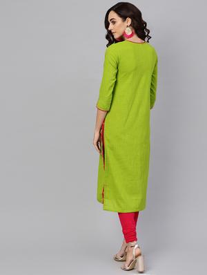 kaantha work detailed straight kurta - 16641617 - Standard Image - 3