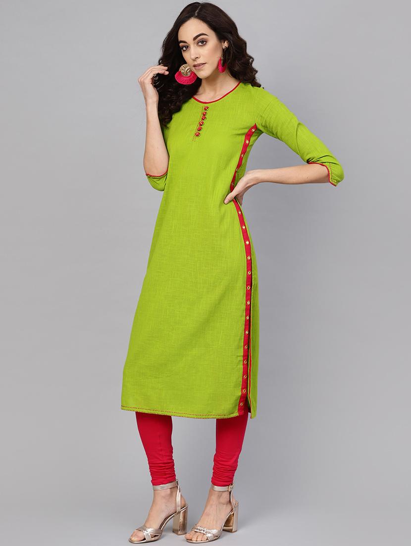 kaantha work detailed straight kurta - 16641617 - Zoom Image - 2