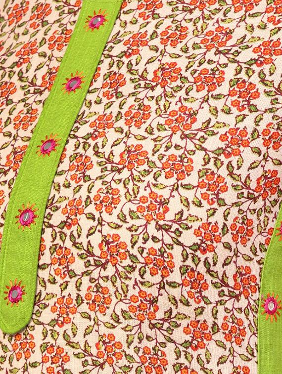 mirror work printed straight kurta - 16641621 - Zoom Image - 4