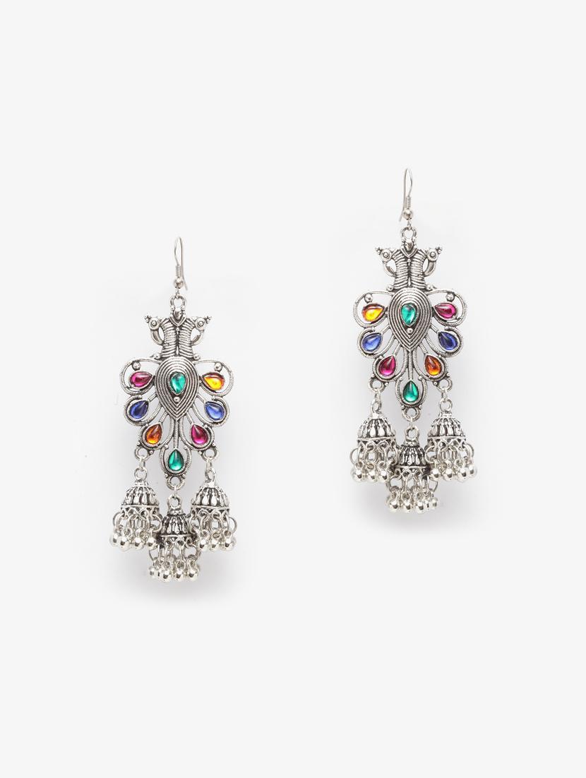 multi colored metal jhumka earring - 16641674 - Zoom Image - 1