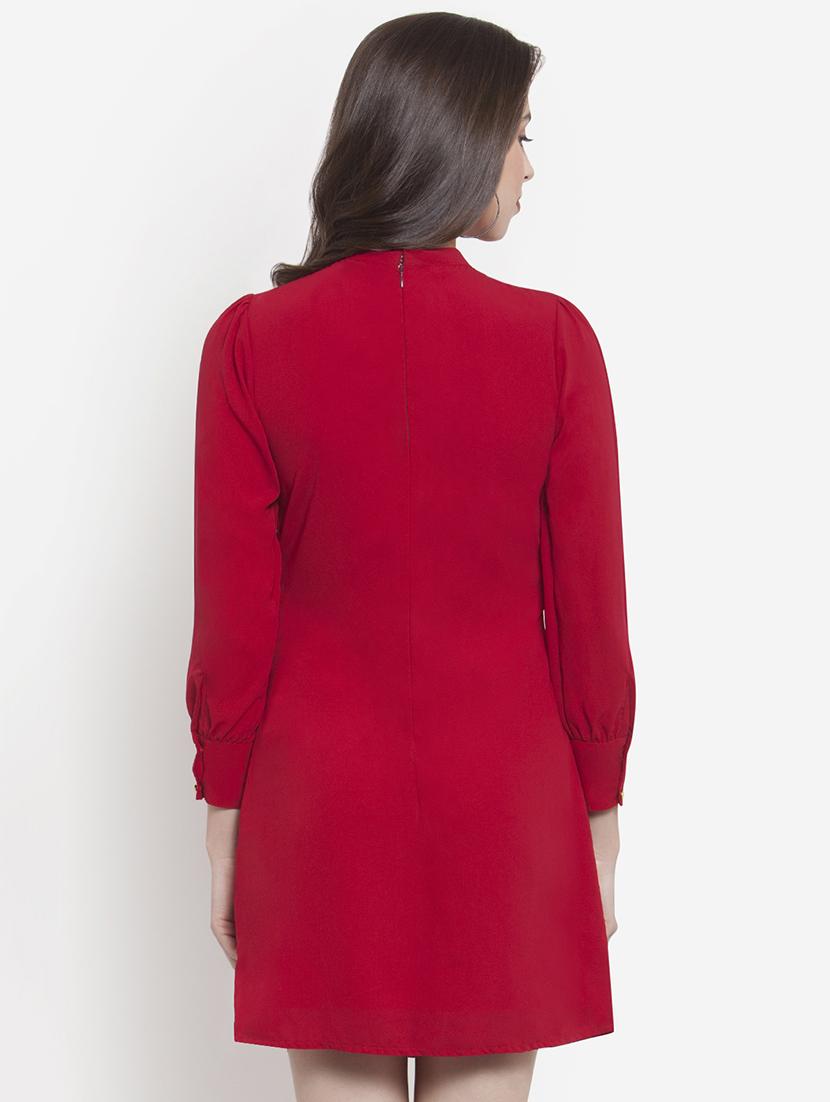 choker neck solid shift dress - 16641817 - Zoom Image - 4