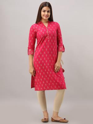 paisley gold print straight kurta - 16642273 - Standard Image - 2