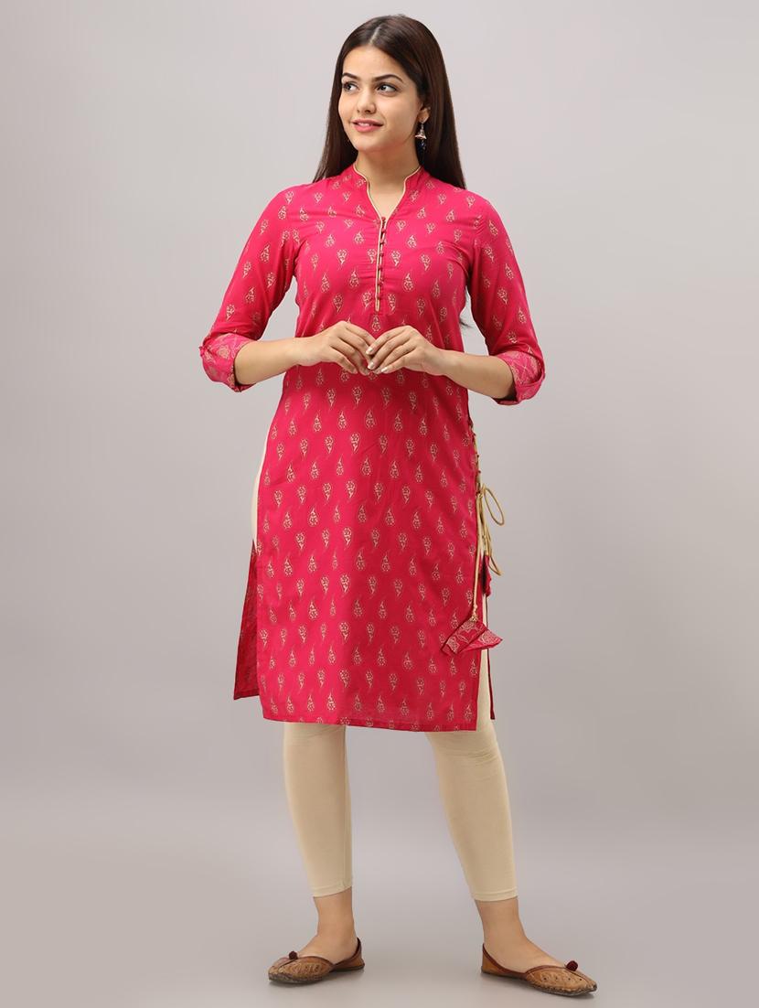 paisley gold print straight kurta - 16642273 - Zoom Image - 1