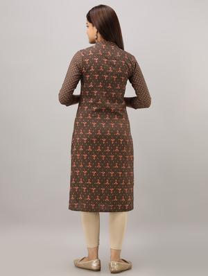 printed straight kurta - 16642275 - Standard Image - 3