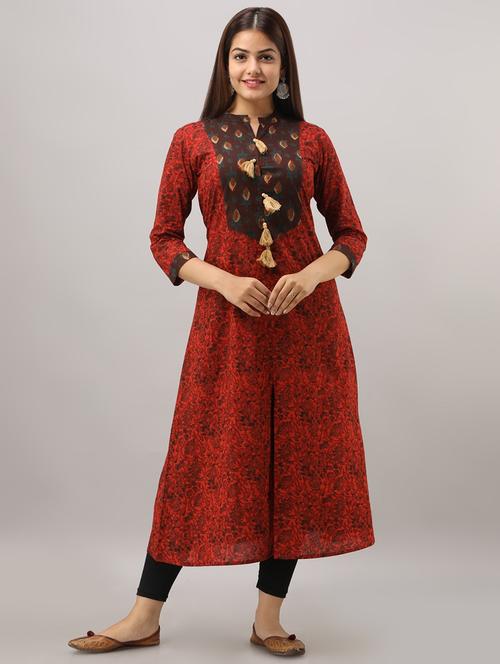 floral print a-line kurta - 16642281 - Standard Image - 1