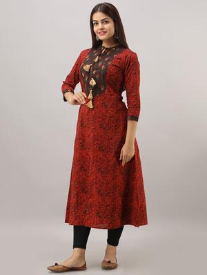 floral print a-line kurta - 16642281 - Standard Image - 2