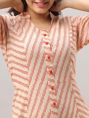 printed a-line ethnic dress - 16642282 - Standard Image - 4