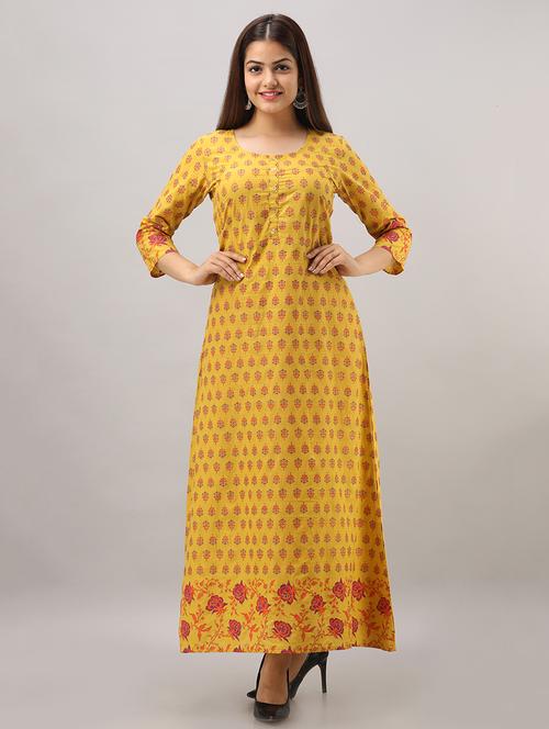 printed a-line ethnic dress - 16642285 - Standard Image - 1