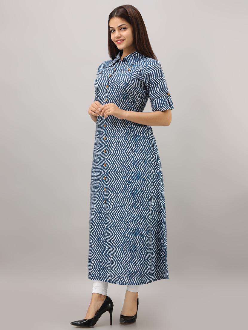 chevron print a-line kurta - 16642293 - Zoom Image - 2