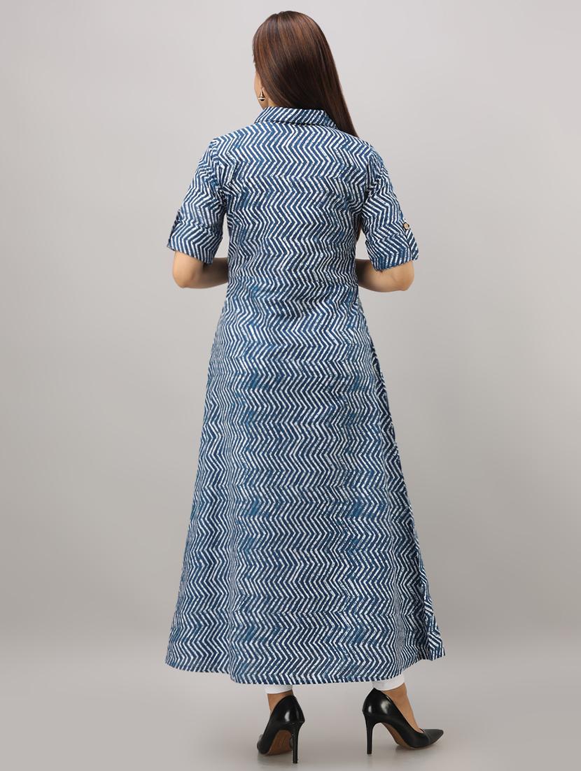 chevron print a-line kurta - 16642293 - Zoom Image - 3