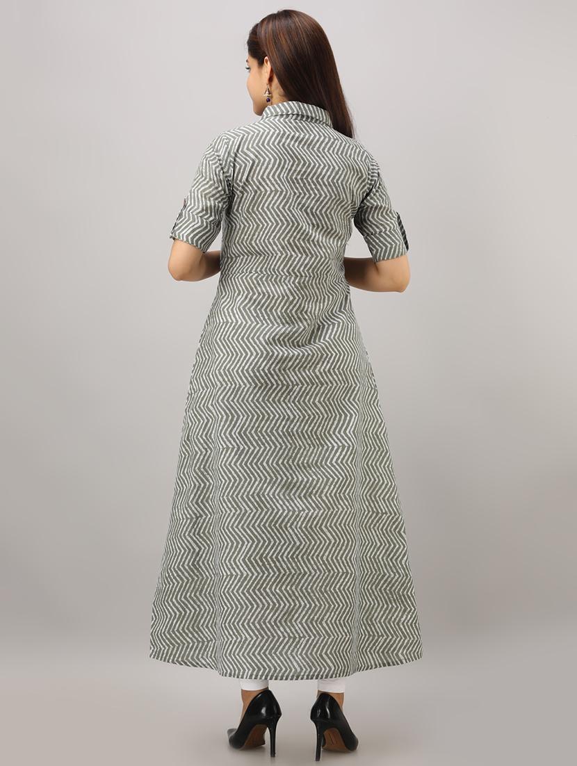 chevron print a-line kurta - 16642294 - Zoom Image - 3