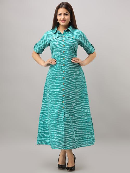 chevron print a-line kurta - 16642296 - Standard Image - 1