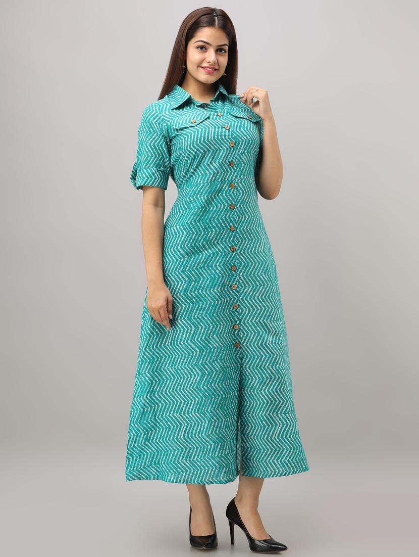 chevron print a-line kurta - 16642296 - Zoom Image - 2