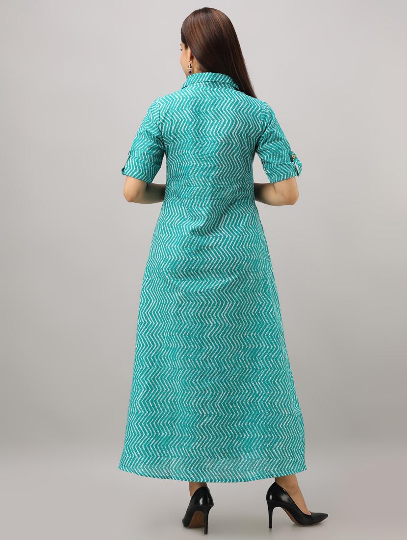 chevron print a-line kurta - 16642296 - Zoom Image - 3