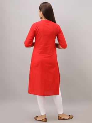 contrast yoke straight kurta - 16642298 - Standard Image - 3