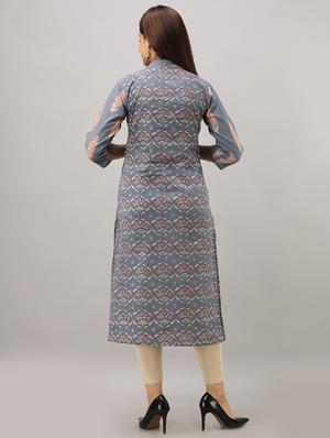 ethnic motif straight kurta - 16642301 - Standard Image - 3