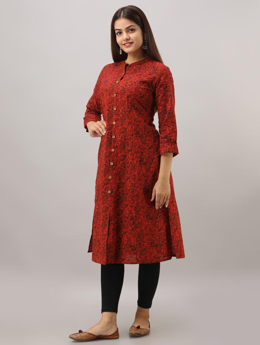 floral printed a-line kurta - 16642310 - Zoom Image - 2