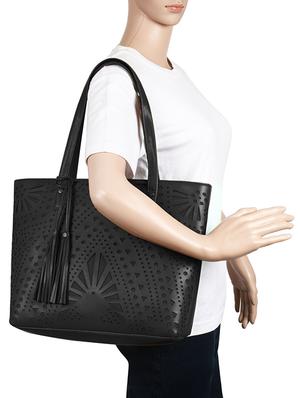 black leatherette (pu) regular tote - 16642628 - Standard Image - 5