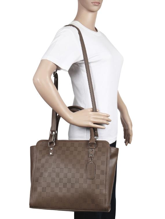 brown leatherette (pu) regular handbag - 16642636 - Zoom Image - 5