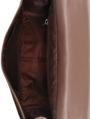 brown leatherette (pu) regular sling bag - 16642655 - Standard Image - 3