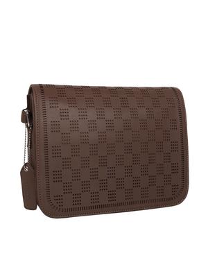 brown leatherette (pu) regular sling bag - 16642655 - Standard Image - 4