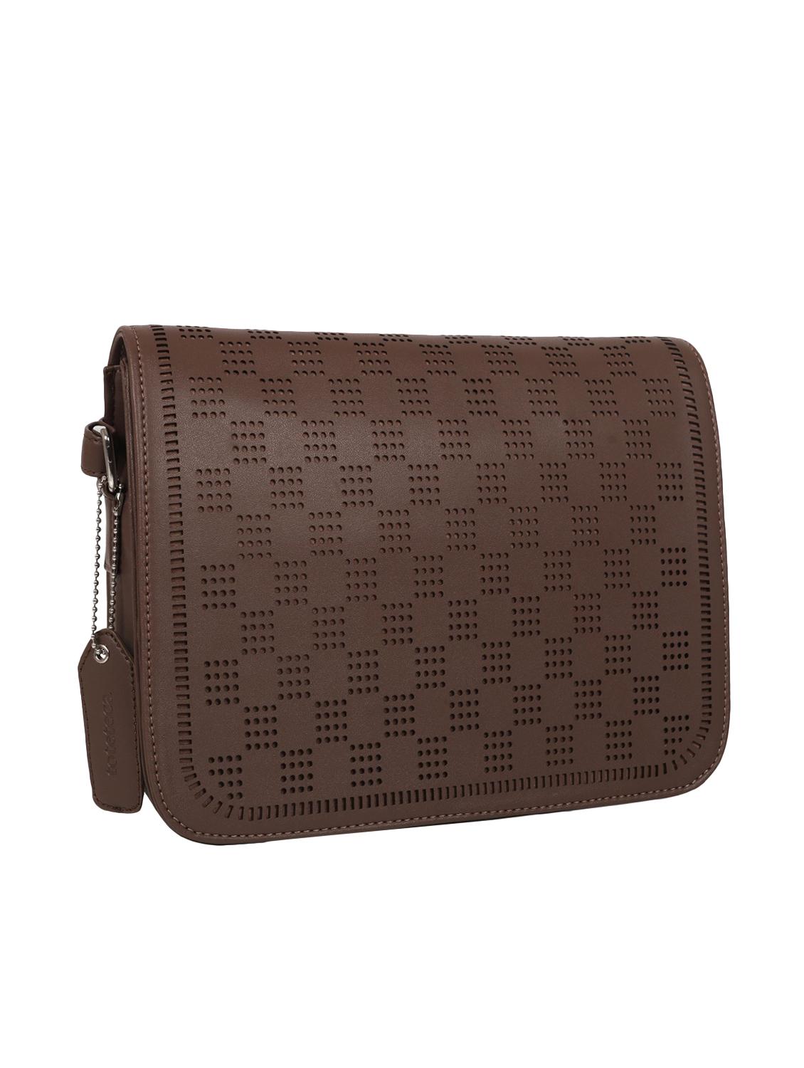 brown leatherette (pu) regular sling bag - 16642655 - Zoom Image - 4