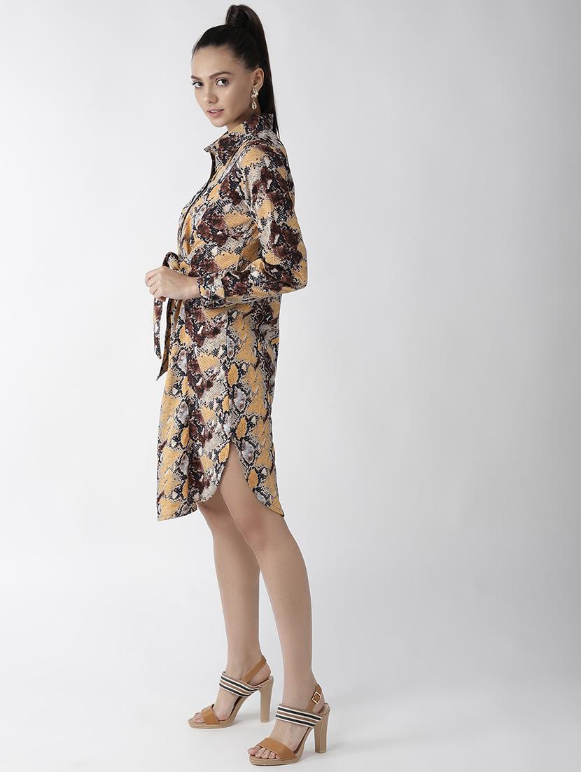tie knot curved hem animal print a-line dress - 16642816 - Zoom Image - 2