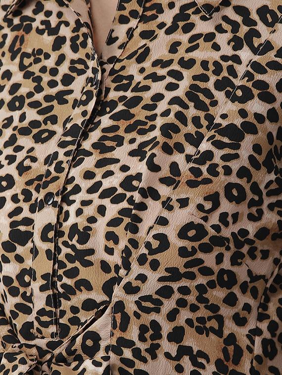 tie knot curved hem animal print a-line dress - 16642816 - Zoom Image - 4