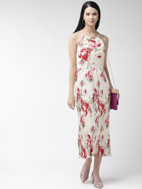 halter neck floral a-line dress - 16642817 - Standard Image - 1