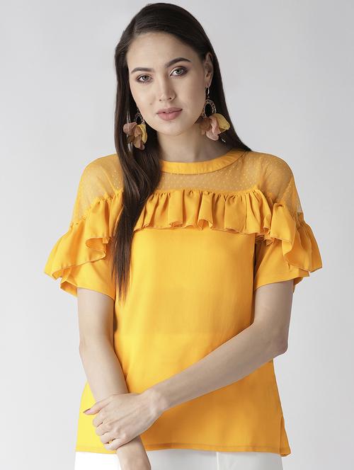 ruffle detail mesh inserted top - 16642834 - Standard Image - 1