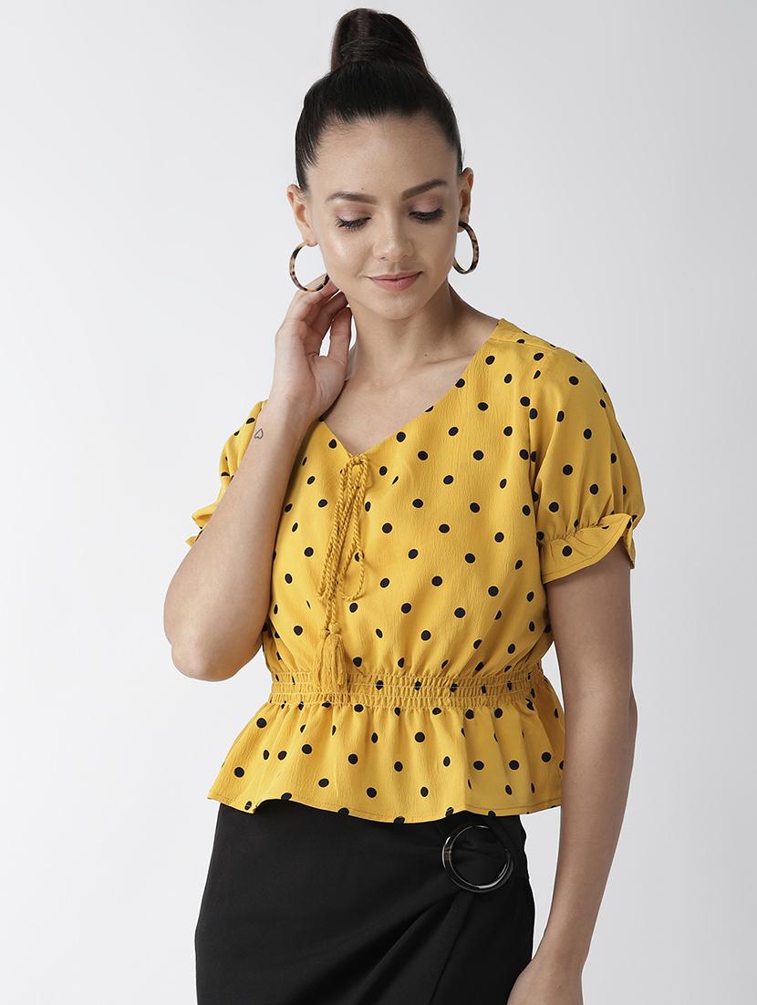 tassel tie up polka dots top - 16642852 - Zoom Image - 1