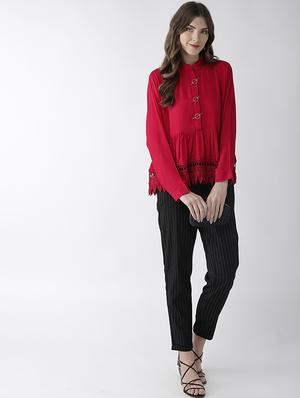 button detail laced hem top - 16642858 - Standard Image - 4