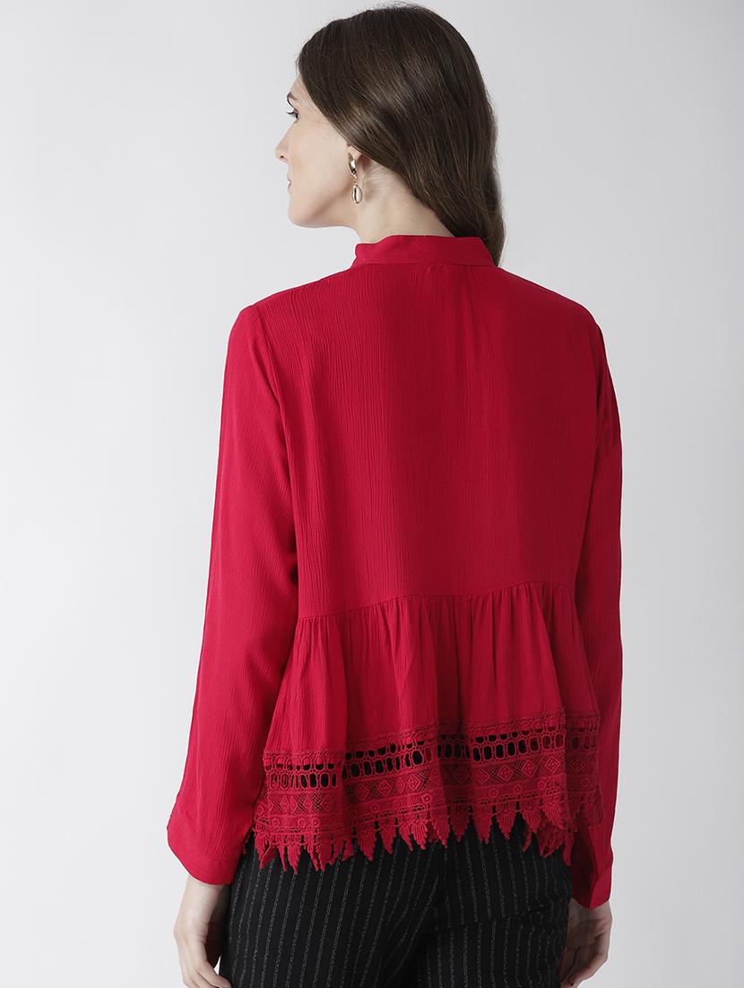 button detail laced hem top - 16642858 - Zoom Image - 3