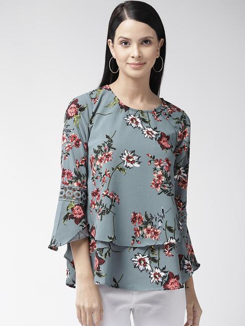 bell sleeved floral top - 16642866 - Standard Image - 1