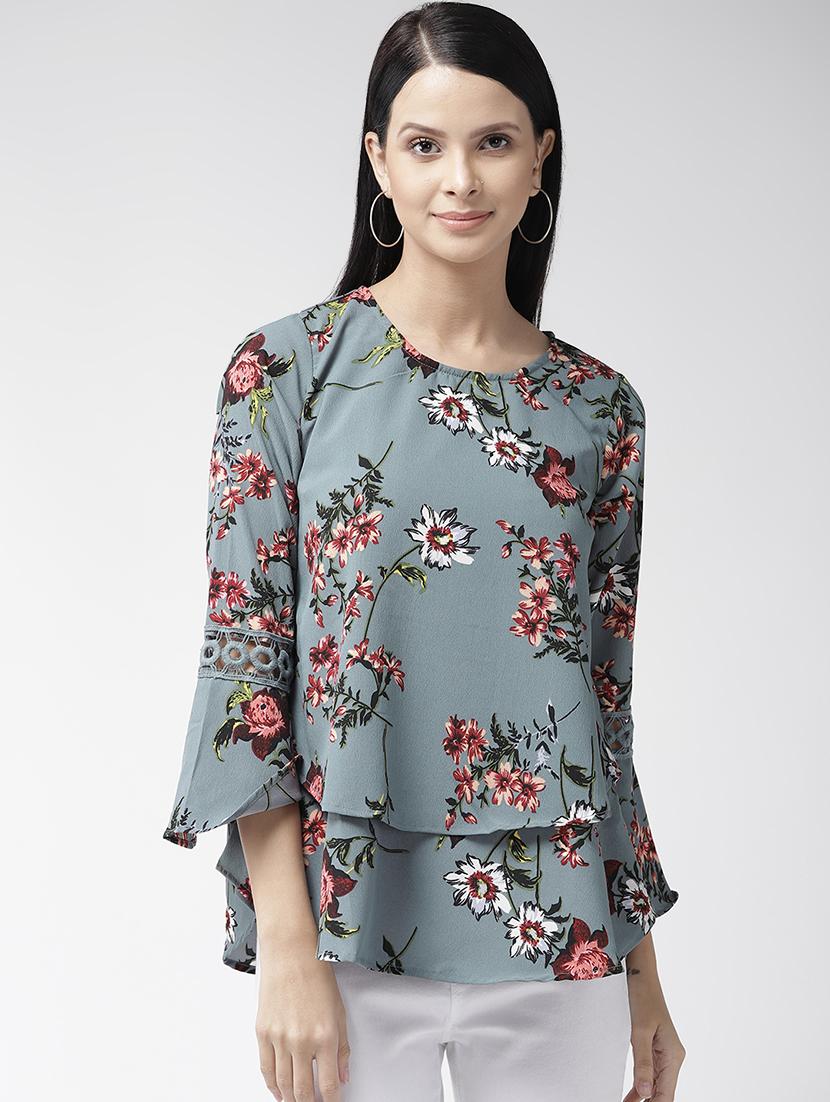 bell sleeved floral top - 16642866 - Zoom Image - 1