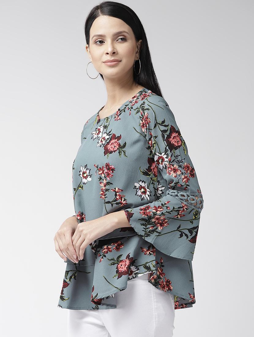 bell sleeved floral top - 16642866 - Zoom Image - 2